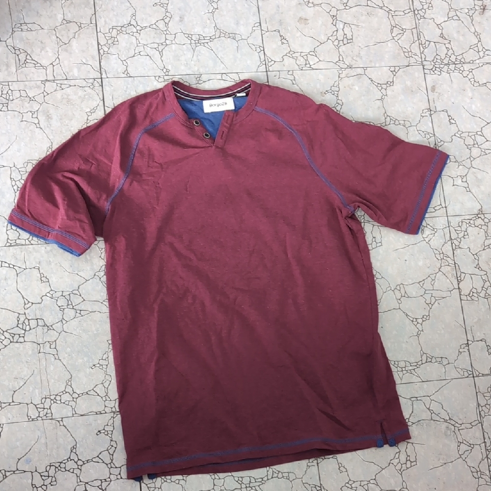 Borgo 28 Burgundy W Blue Trim Tee NWT